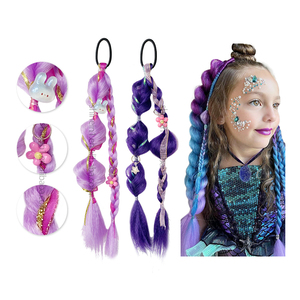 Extensions per <span class=keywords><strong>capelli</strong></span> a coda di cavallo intrecciate da 12 pollici all'ingrosso per ragazze, <span class=keywords><strong>trecce</strong></span> sintetiche colorate fatte a mano per bambini - Product Image 1