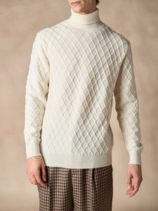 <span class=keywords><strong>Jersey</strong></span> de <span class=keywords><strong>Cuello</strong></span> Alto con Textura de Diamante de Lujo para <span class=keywords><strong>Hombre</strong></span>, Diseño Geométrico de Rejilla, <span class=keywords><strong>Jersey</strong></span> de <span class=keywords><strong>Cuello</strong></span> Alto en Mezcla de Lana y Cachemira - Product Image 1