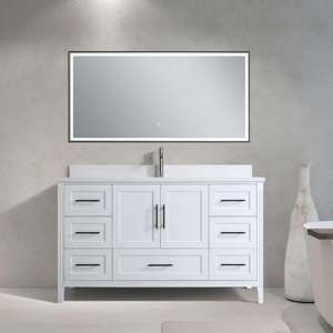 Bak mandi berdiri Bebas Amerika Utara Modern meja rias kamar mandi 7-laci kayu lapis Solid keramik <span class=keywords><strong>60</strong></span> inci Air - Product Image 2