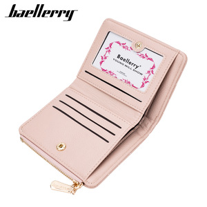 Baellerry Women's Short Wallet Pink Quilted Stitching Zipper Coin <b>Purse</b> Multifunctional Everyday Use - Product Image 2