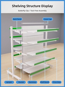 Estante de Exhibición Resistente para Supermercado y Tienda Minorista, Panel Plano Blanco Leche, Metal Q235 - Product Image 4