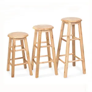 Классический барный стул из массива дерева на заказ, круглый сиденье с винтовым усилением, деревянная скамья