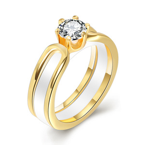 Ceramic <b>Ring</b> 6MM Zircon Set Black White <b>Couple</b> <b>Ring</b> Prong Setting Engagement Women's Jewelry - Product Image 3