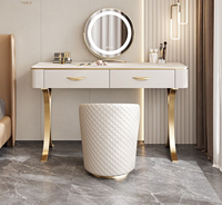 Table de maquillage multifonctionnelle intelligente et moderne, style princesse, avec armoire latérale, miroir LED tactile, en métal et bois, couleur au choix, Chine