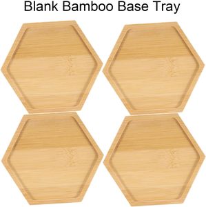 Hexagon <span class=keywords><strong>Bamboo</strong></span> Plant Saucer Sukkulente Top flappen Drainage schale mit erhöhter Kante - Product Image 2