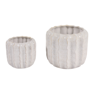 Vasi in ceramica a coste con design testurizzato per piante da interno ed esterno, set di vasi per succulente - Product Image 1