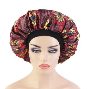 Grosir topi mandi cetak kustom ANKARA topi tidur malam mode wanita desainer rambut Satin Durag ikat kepala Bonnet
