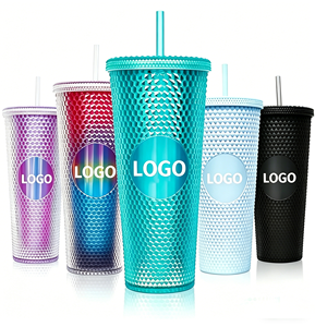 ขวดน้ำพลาสติก IDEA GIFT ขนาด 24 ออนซ์ สกรีนโลโก้ได้ ผิวสัมผัสแบบมีปุ่ม พร้อมฝาและหลอดดูด มีหลายสีให้เลือก แก้วน้ำพกพาสำหรับเดินทาง - Product Image 1