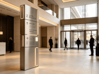 Signalétique de direction pour hôtels et complexes hôteliers - Panneaux piliers extérieurs pour le stationnement des voitures, la direction des restaurants et les guides de hall
