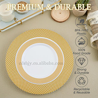 Assiettes jetables en plastique à bord doré, maille luxueuse, personnalisées pour les mariages et les réceptions