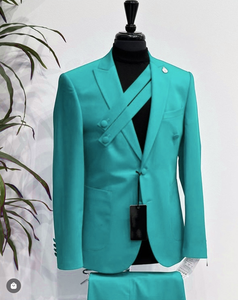 Son tarzı erkekler kostüm Suits Homme doruğa yaka düğün damat Slim Fit Casual smokin takım elbise ceket balo <span class=keywords><strong>2</strong></span> parça Blazer pantolon - Product Image 6