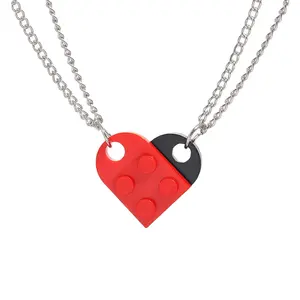 A174 Punk Heart Brick coppie collana d'amore per gli amanti donna uomo Blocks Elements Friends collane gioielli regalo di san valentino