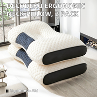 Almohada Cervical de Espuma Viscoelástica DECODEKO - Almohada Ergonómica de Masaje para Ayudar a Dormir en Todas las Posiciones 65x43cm (Paquete de 2)