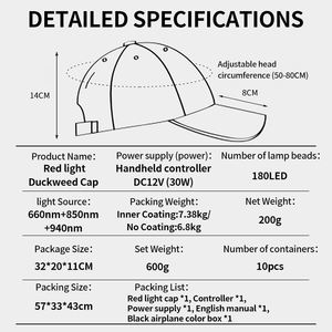 Rode Lichttherapie Cap Hoed voor Haarverzorging Thuisgebruik 180LEDs 660nm 850nm 940nm - Product Image 6