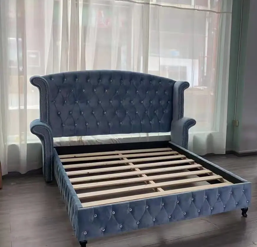 Madeira MDF veludo davis cama quarto conjunto de móveis