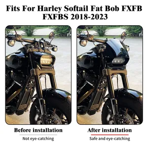 Couverture de carénage de phare ABS noir pour moto <span class=keywords><strong>Harley</strong></span> Softail Fat Bob FXFB FXFBS 2018-2023 Pare-brise avant - Product Image 5