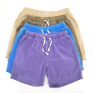 Street Wear Summer Blank Heavy Cotton Corduroy Thick Puff Print Shorts Men Wholesale