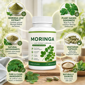 Capsules de feuilles de Moringa biologiques naturelles à vente chaude OEM/ODM, compléments alimentaires antioxydants pour adultes, 60 capsules par flacon - Product Image 3