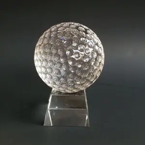 MH-SJ034 Crystal golf ball paperweight glass golf with stand