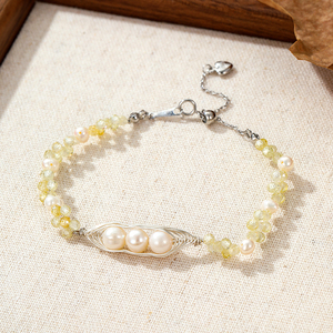 Bracelet à breloques en perles d'eau douce plaqué or 14 carats, cristal naturel, style bohème élégant, réglable pour l'été, vente en gros, personnalisable - Product Image 3