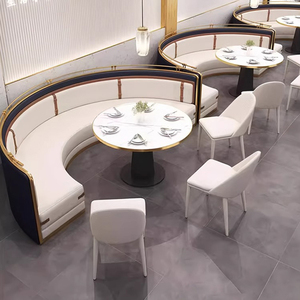 طقم أثاث مقهى تجاري مربع الشكل للوجبات السريعة، طاولة رخامية مع كراسي ومقاعد أريكة للمطاعم - Product Image 5