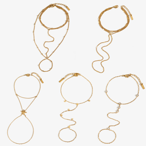 CLIORO placcato oro impermeabile personalizzato inciso resistente appannamento in acciaio inossidabile gioielli a catena Multi-stile braccialetti posteriori - Product Image 1