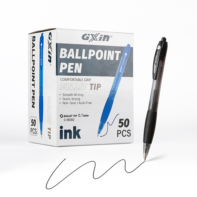 Gxin G-R0302 0.7mm needle tip Quick-drying Plastic Ball Point Pen refill Customized Retractable Design Ballpoint with clip