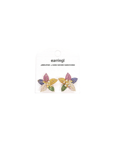 Orecchini a Perno con Fiore Placcati in Oro, Cristalli e Strass, Gioielli Eleganti da Donna per Feste - Product Image 1