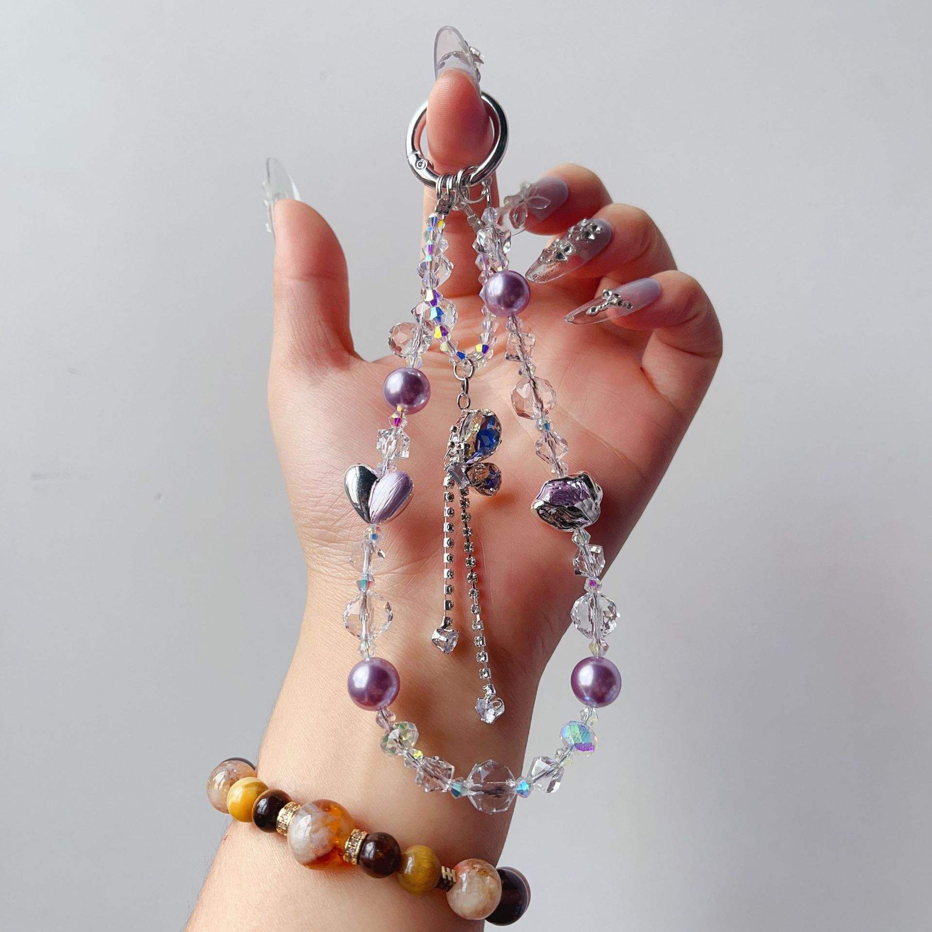 Two - color Heart Purple + Butterfly Tassel