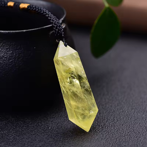 <span class=keywords><strong>Collana</strong></span> con ciondolo citrino naturale a doppia punta con colonna di cristallo esagonale con bacchetta per il trattamento di pietra per gli uomini e le donne - Product Image 4