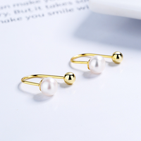 Boucles d'oreilles en forme de U avec perles, argent sterling 925, fermoir à vis minimaliste français