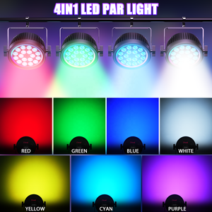 Fari <span class=keywords><strong>PAR</strong></span> LED Silenziosi Senza Ventola da 200W DMX512 <span class=keywords><strong>4</strong></span> in 1 RGBW con Apertura RGB Dinamica per Eventi, Matrimoni, Bar e Feste - Product Image 4