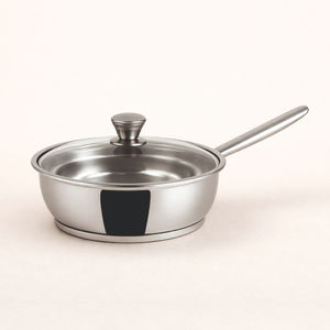 Sartén de Acero Inoxidable con Mango Largo, Tapa de Vidrio y Base Encapsulada para Inducción - Product Image 3