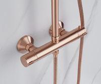 Nouveau cuivre brossé mural complet salle de bain ronde ensemble de douche de pluie thermostatique avec douchette couleur laiton