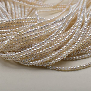 Perles d'eau douce blanches de haute qualité, presque rondes, 2-3 mm, en vrac, pour la fabrication de bijoux DIY - Product Image 3