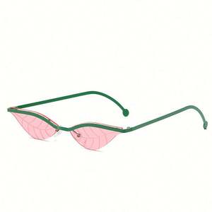 Gafas de Sol de Moda 2022, Diseño Único con Patillas de Aleación, Color Verde y Rosa, Estilo Ojo de Gato Pequeño, para Mujer - Product Image 6