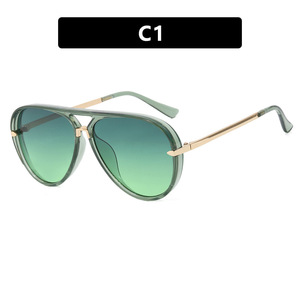 Lunettes de <span class=keywords><strong>soleil</strong></span> de créateur tendance 2025 pour femmes et hommes, monture carrée de luxe, verres verts et roses, style aviateur surdimensionné - Product Image 2