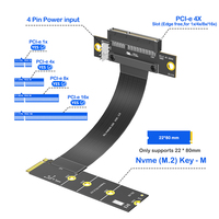 Carte adaptateur M.2 Key M 4.0 PCI-e 4.0 4X, câble d'extension Nvme PCI-Express 4X pour ordinateur portable, prend en charge l'alimentation 1x/4x/8x/16x 4 broches