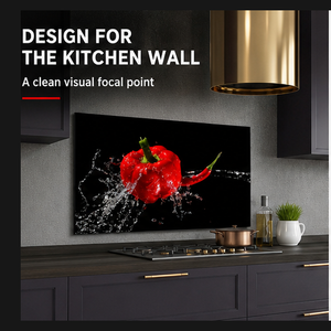 Impression murale de cuisine Red Pepper Splashback, nature morte alimentaire pour restaurant, café, salle à manger, hôtel, intérieurs modernes - Product Image 1