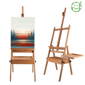 JQ Vente en gros Support de sol pliant en bois Aquarelle Extérieur Croquis Art Chevalet Chevalet Stand Peinture à l'huile Chevalet <span class=keywords><strong>pour</strong></span> Peinture - Product Image 1