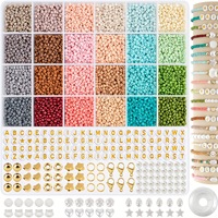 Kit de perles de rocaille en verre 3mm 24 couleurs pour la fabrication de bijoux et de bracelets d'amitié pour filles et adultes