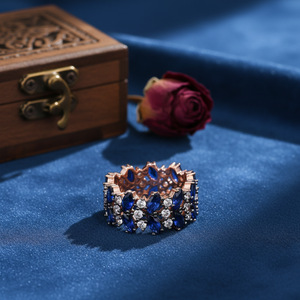 Marquise Cut Sapphire <b>CZ</b> Stone Flower Design Band <b>Rings</b> 925 Sterling Silver Wholesale Turkish Handmade Fine Jewelry - Product Image 3