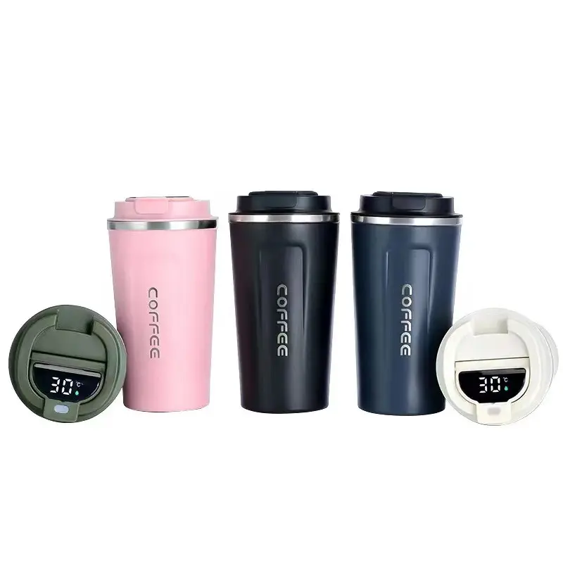 New LED Temperature Display 12/17oz double wall 18/8 thermos coffee tumbler Vacuum Insulated travel stainless steel coffee mug