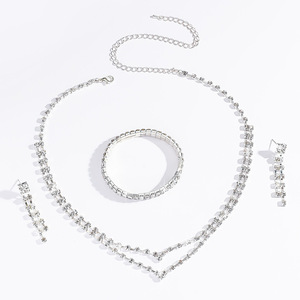 <span class=keywords><strong>Set</strong></span> perhiasan pernikahan romantis kalung & anting bertatahkan Dia berkilau untuk pengantin grosir perhiasan modis - Product Image 4