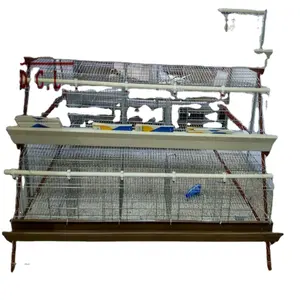Cage à piles de 128 oiseaux type H, 4 niveaux, boîtes à poules, avec support d'alimentation, porte coulissante pour ferme burknina Faso, livraison gratuite
