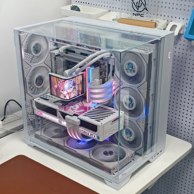 NPC Custom Graphics Rem M-ATX Computer Case 360 Degree Panoramic Tempered Glass Support Mid-tower DIY Custom Case for 360 Degree