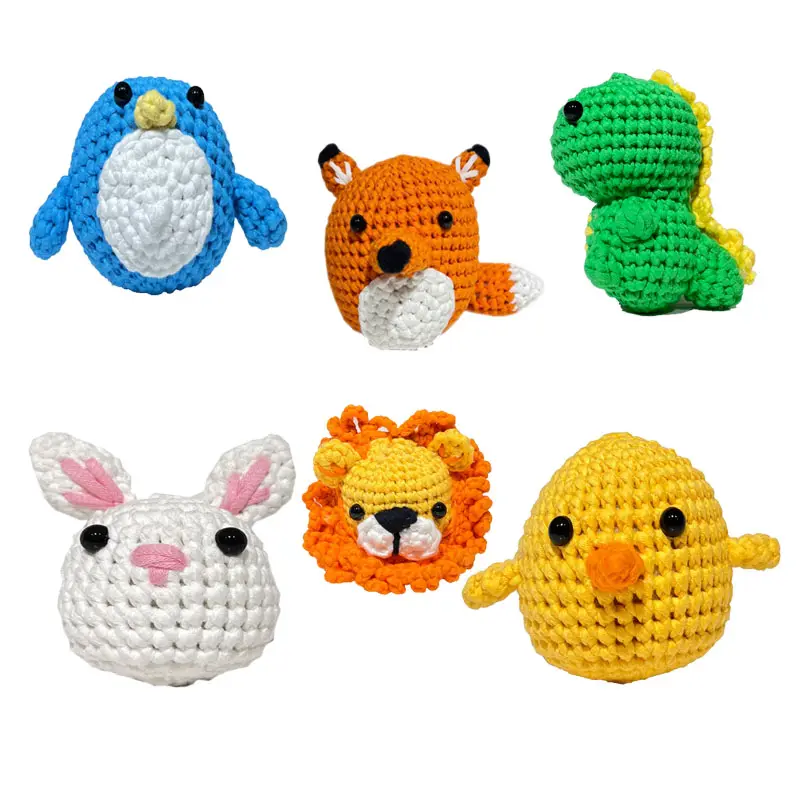 Siap untuk dikirim tujuh crochet kerajinan gaya nilon katun tabung benang untuk pemula crochet kit mainan Diy Knit Kit untuk pemula