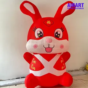 Заводская цена индивидуальный китайский стиль надувной красный кролик воздушный шар животное талисман