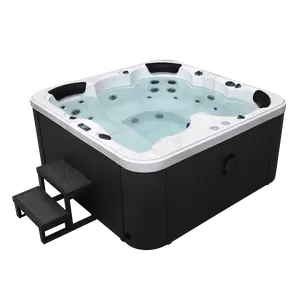 High Quality 5 Persons Outdoor Acrylic Big Tub Whirlpools Spa Hot Tub With Cleaning System