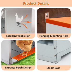 ¡Gran oferta 2026! Nido moderno de acero inoxidable de 6 compartimentos para gallinas/patos, montado en pared, fácil recolección de huevos, protección contra el viento - Desde almacén de EE. UU. - Product Image 2